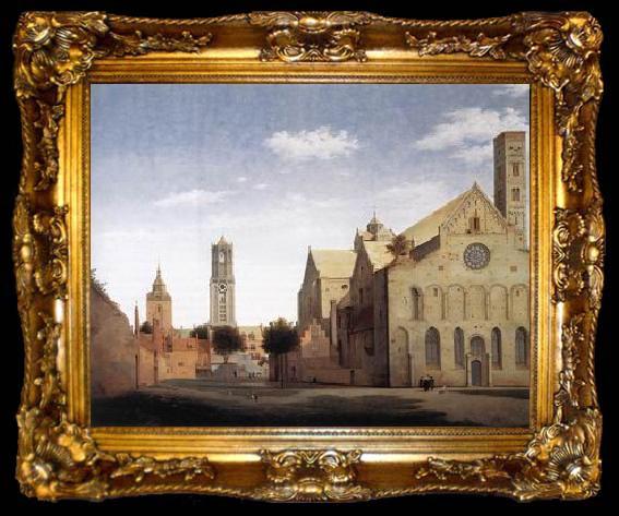 framed  unknow artist European city landscape, street landsacpe, construction, frontstore, building and architecture. 162, ta009-2